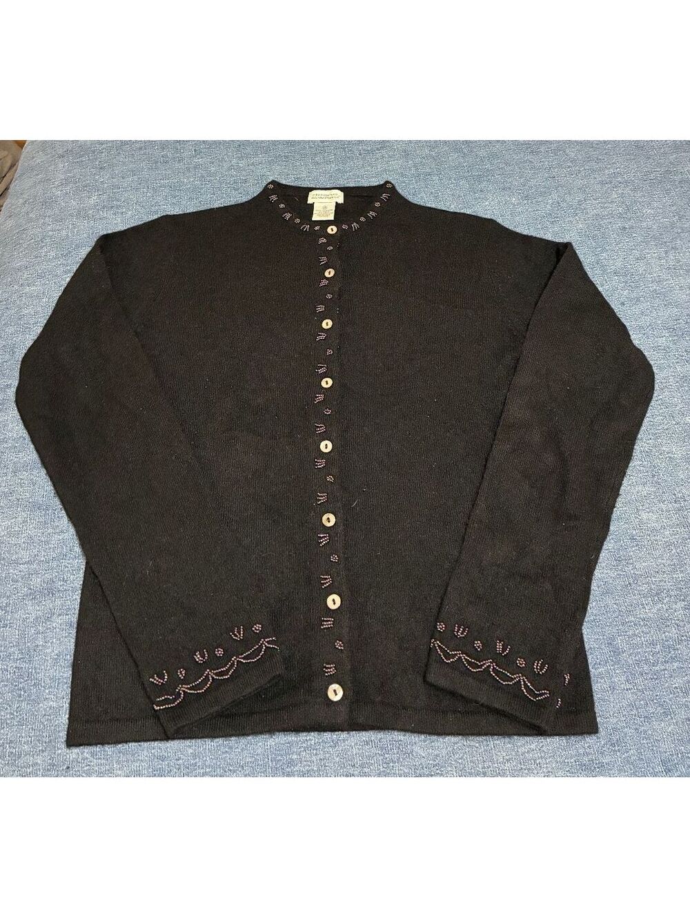 Women's Medium Deane & White Black cashmere cardigan beaded embellished